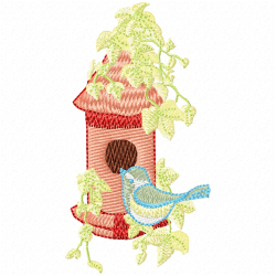 Bird Houses Embroidery Design 1 Bird Houses Embroidery Design 1